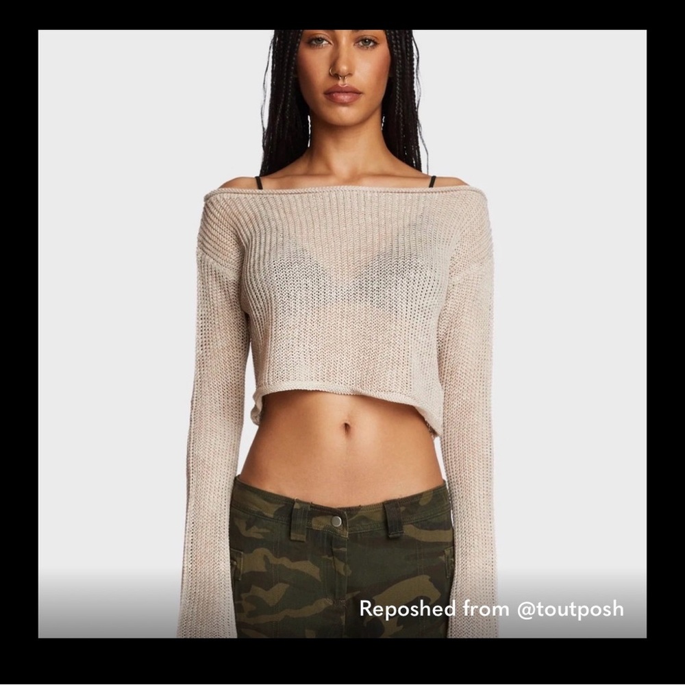 Edikted Beige Off-the-Shoulder Sweater
